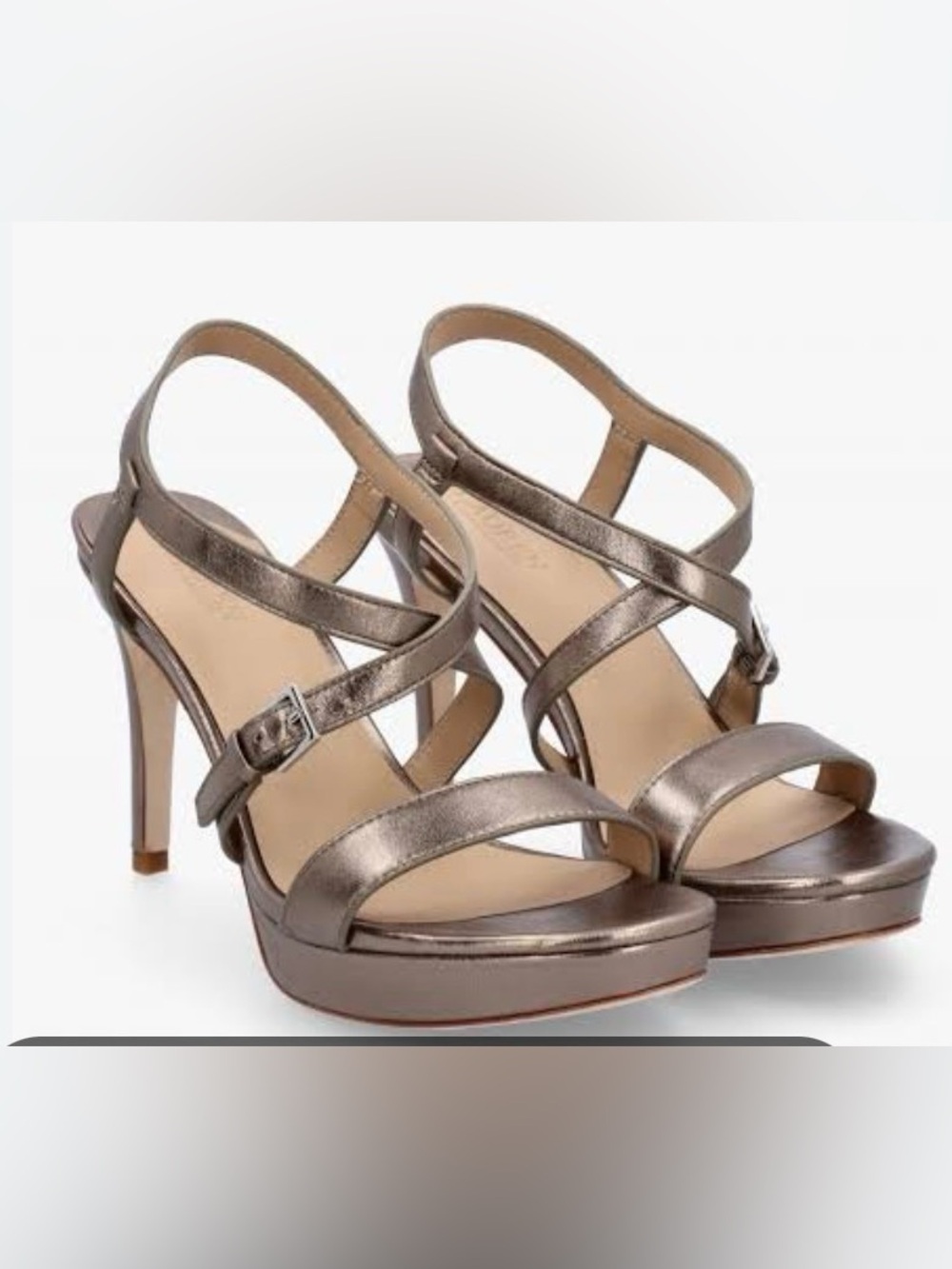 LAUREN RALPH LAUREN Kerri Metallic Twilight Nappa Leather Platform Heel NWB sz7B
